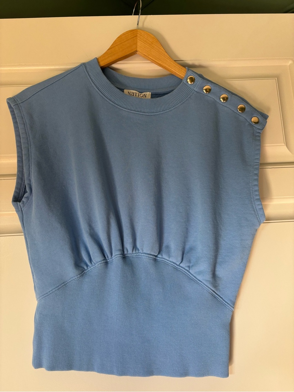 Nation blue snap top